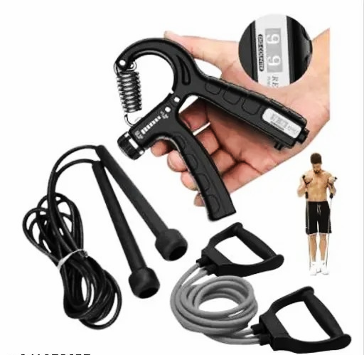 Toning Tube + Pencil Skipping Rope +Digital Hand Grip for Men